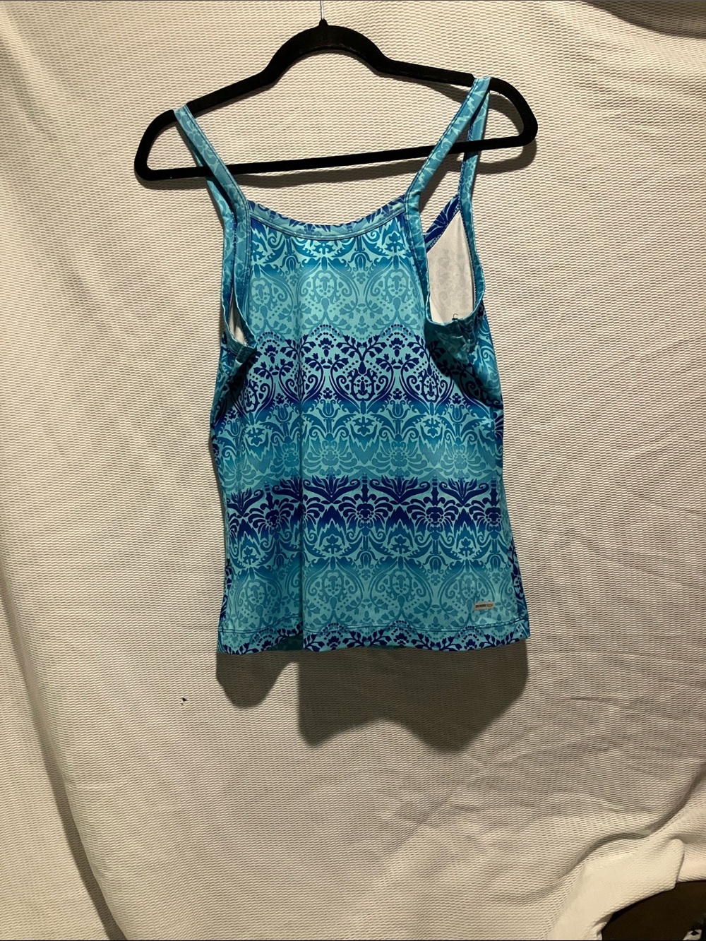 Aqua Blue Patterned Women's Tank Top - Sleeveless Scoop Neck - Picture 7 of 8